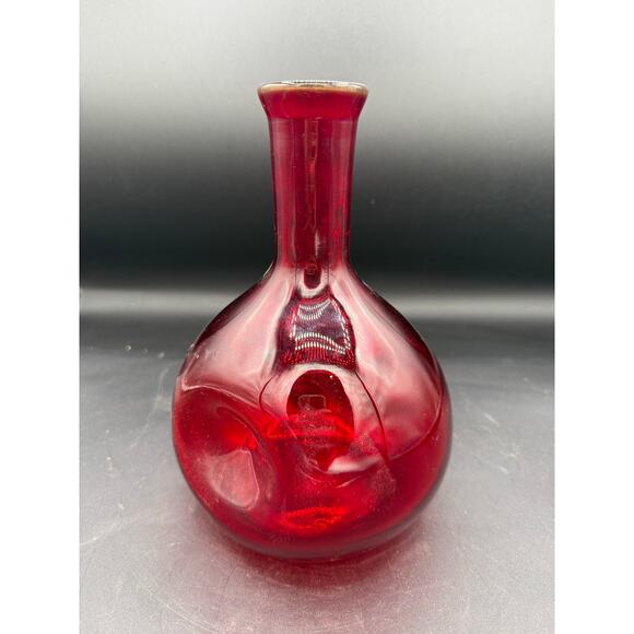 Rare Vintage Hand-Blown Ruby Pinch Decanter by Rainbow Glass - Picture 2 of 8